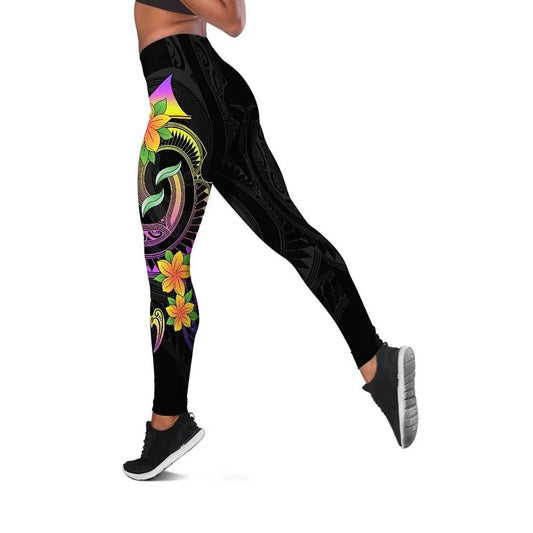Tokelau Legging - Plumeria Flowers with Spiral Patterns
