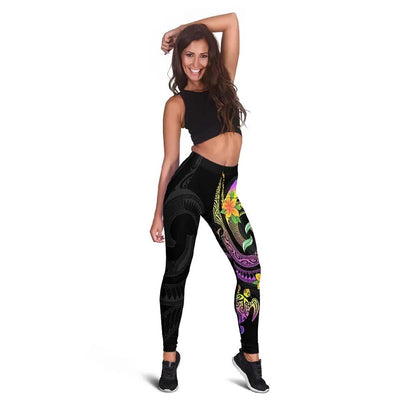 Tokelau Legging - Plumeria Flowers with Spiral Patterns