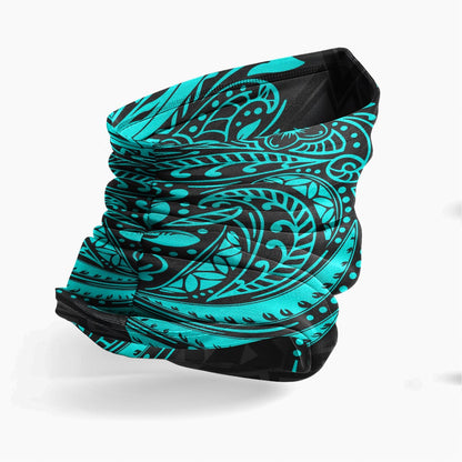 Tokelau Neck Gaiter - Floral Tattoo Neon Blue