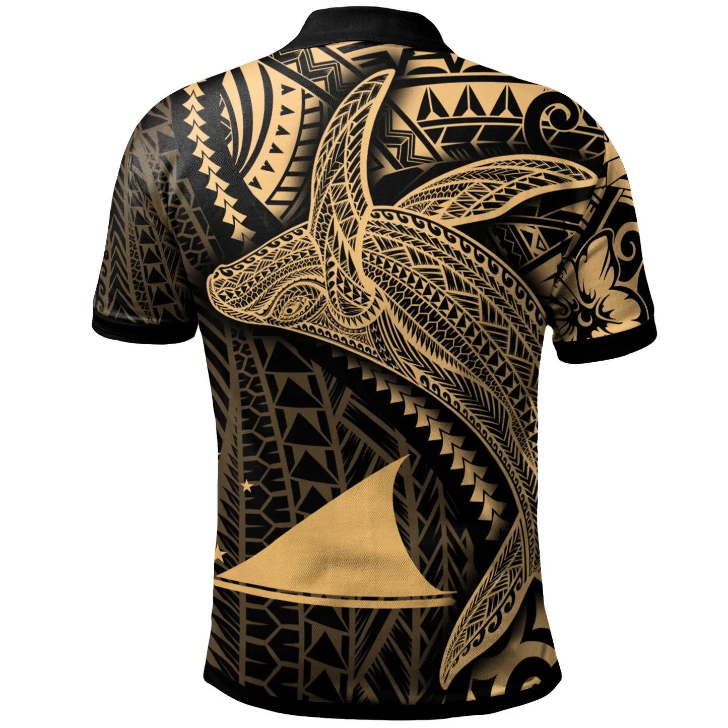 Tokelau Polo Shirt - Humpback Whale & Coat of Arms Gold