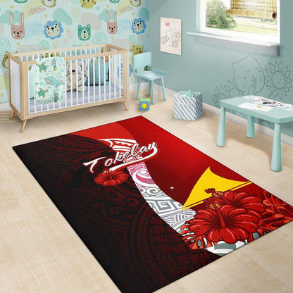 Tokelau Polynesian Area Rug - Coat Of Arm With Hibiscus