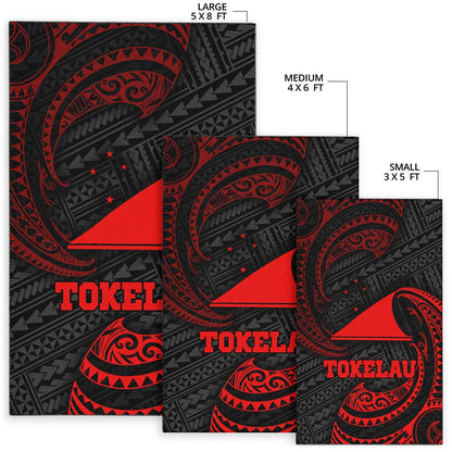 Tokelau Polynesian Area Rug - Red Tribal Wave