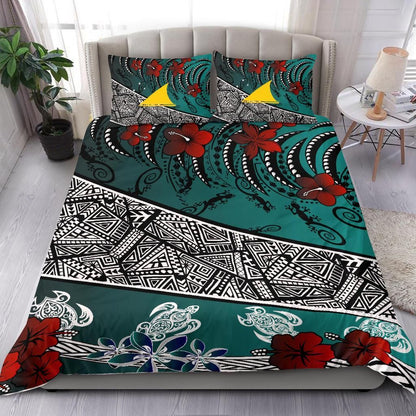 Tokelau Polynesian Bedding Set - Lizard And Turtle Green