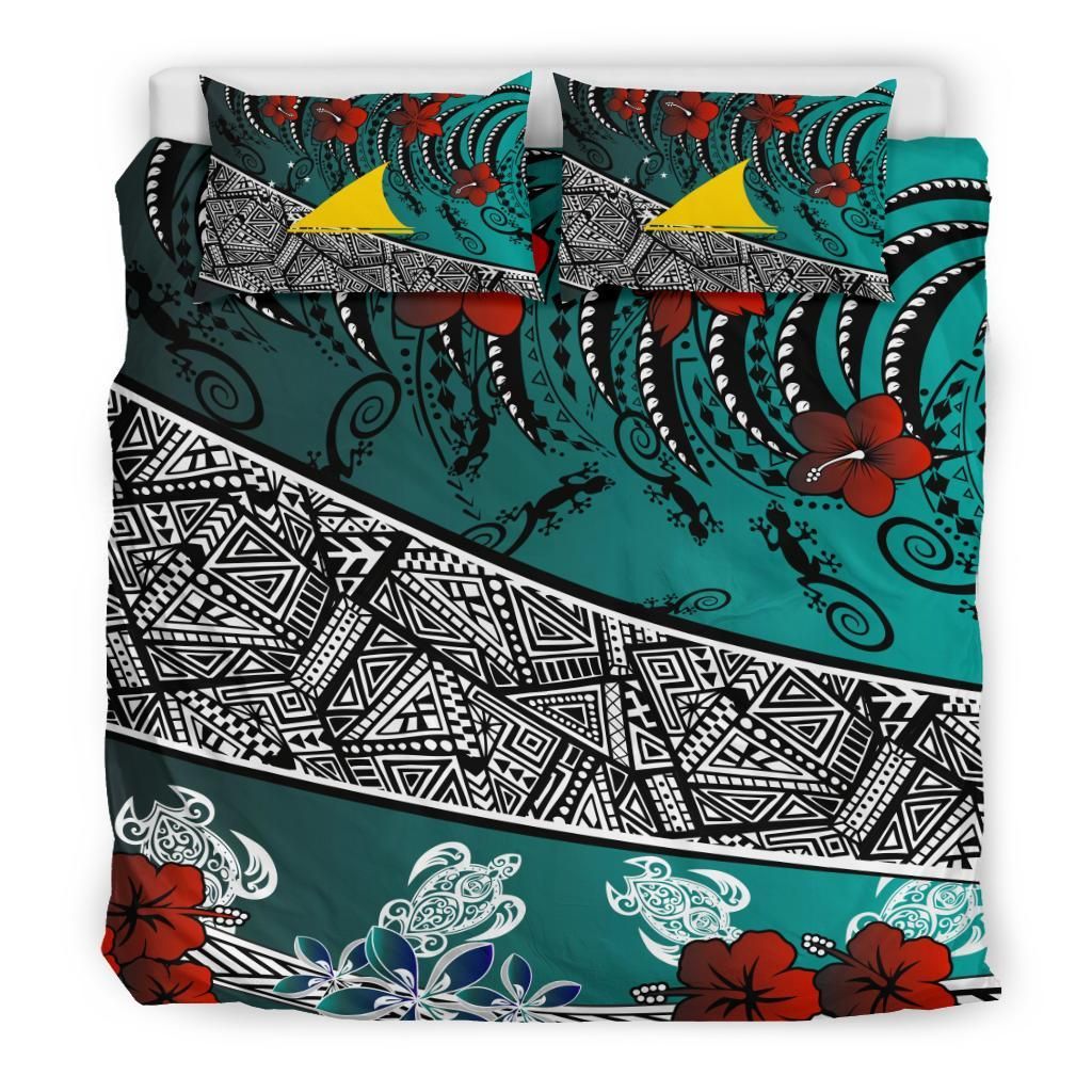 Tokelau Polynesian Bedding Set - Lizard And Turtle Green