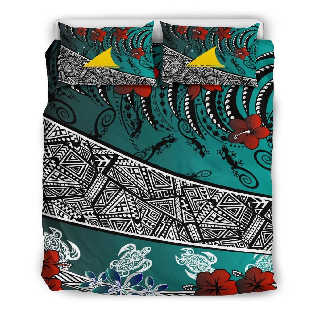 Tokelau Polynesian Bedding Set - Lizard And Turtle Green