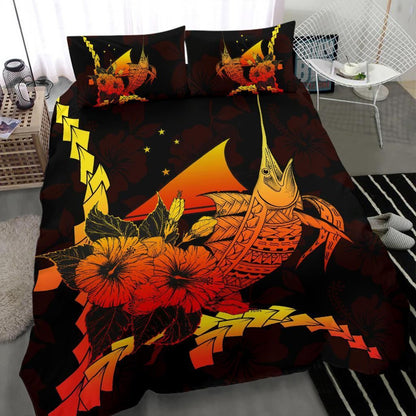 Tokelau Polynesian Bedding Set - Swordfish With Hibiscus