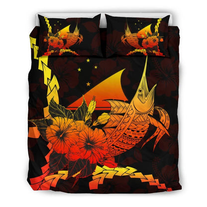 Tokelau Polynesian Bedding Set - Swordfish With Hibiscus