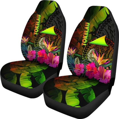 Tokelau Polynesian Car Seat Covers - Hibiscus and Banana Leaves