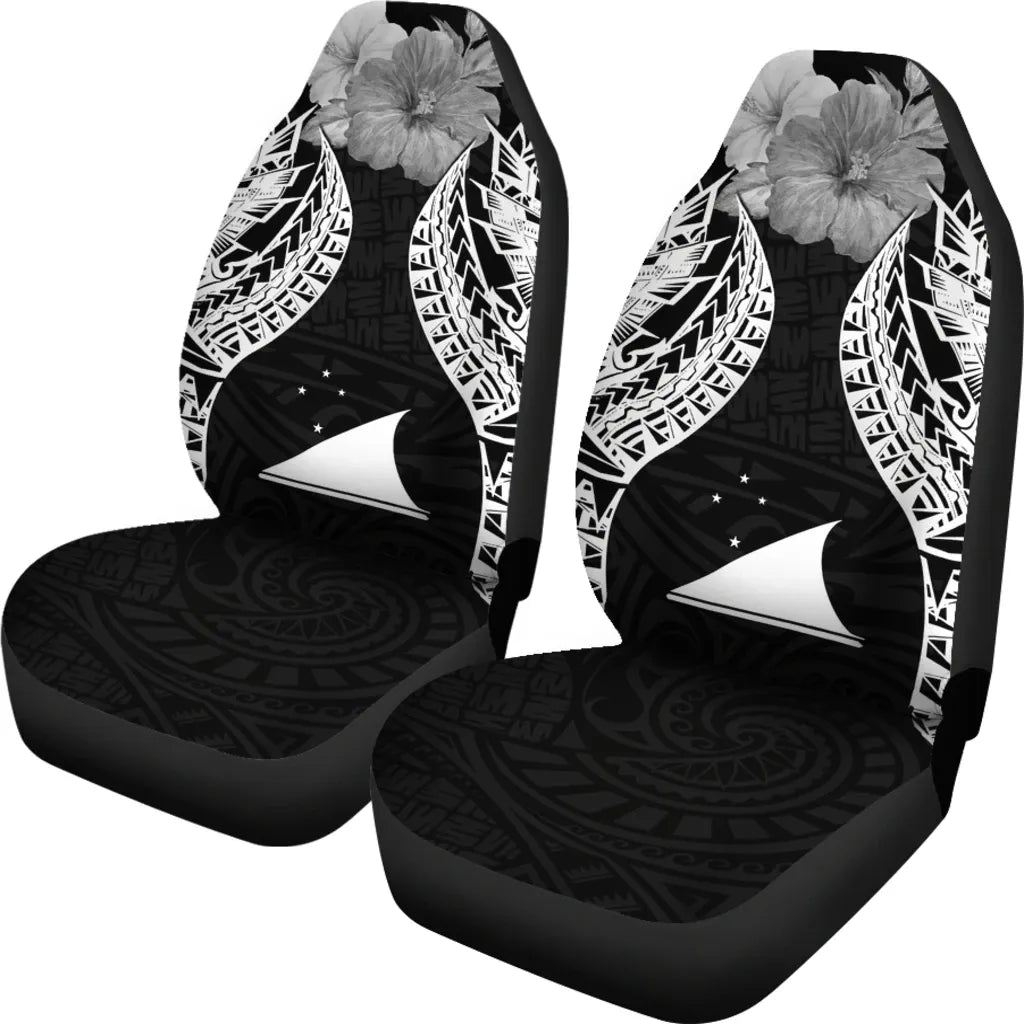 Tokelau Polynesian Car Seat Covers Pride Seal And Hibiscus Black