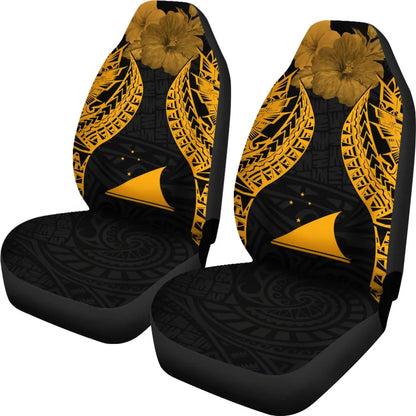 Tokelau Polynesian Car Seat Covers Pride Seal And Hibiscus Gold