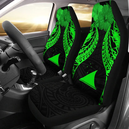 Tokelau Polynesian Car Seat Covers Pride Seal And Hibiscus Green