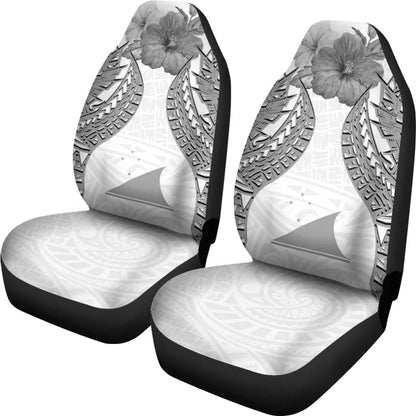 Tokelau Polynesian Car Seat Covers Pride Seal And Hibiscus White