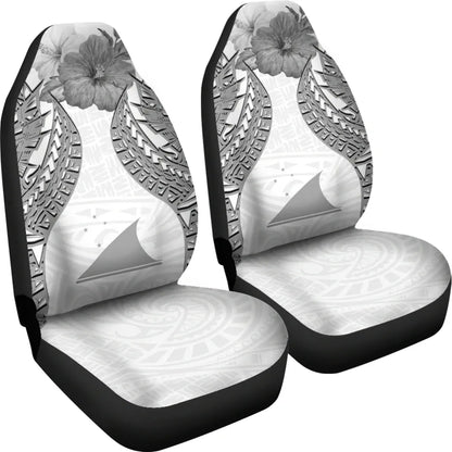 Tokelau Polynesian Car Seat Covers Pride Seal And Hibiscus White