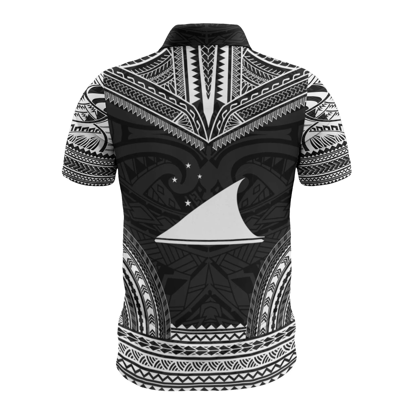 Tokelau Custom Personalised Polo Shirt - Tokelau Flag Polynesian Chief Tattoo Black Version