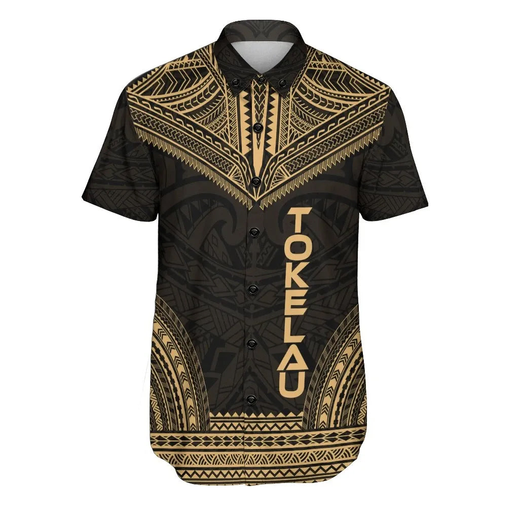 Tokelau Polynesian Chief Short Sleeve Shirt - Gold Version