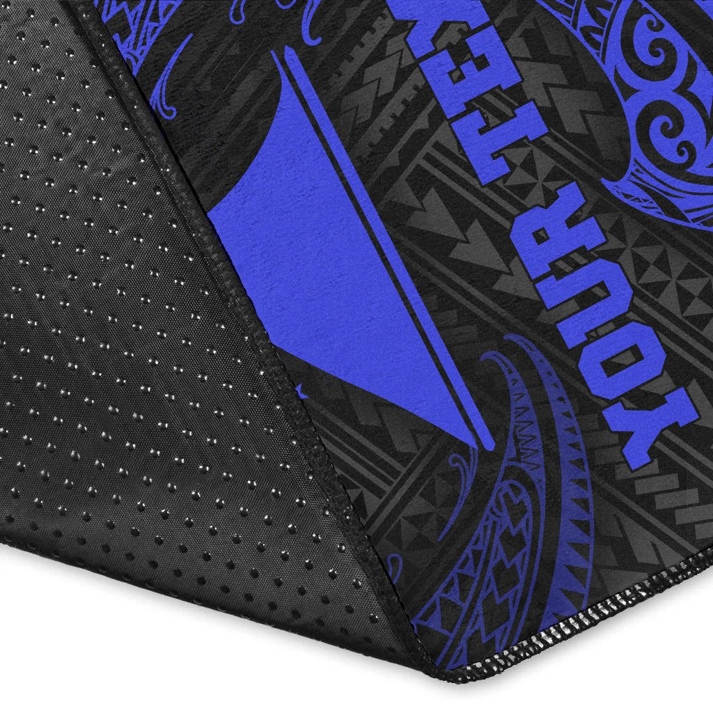 Tokelau Polynesian Custom Personalised Area Rug - Blue Tribal Wave