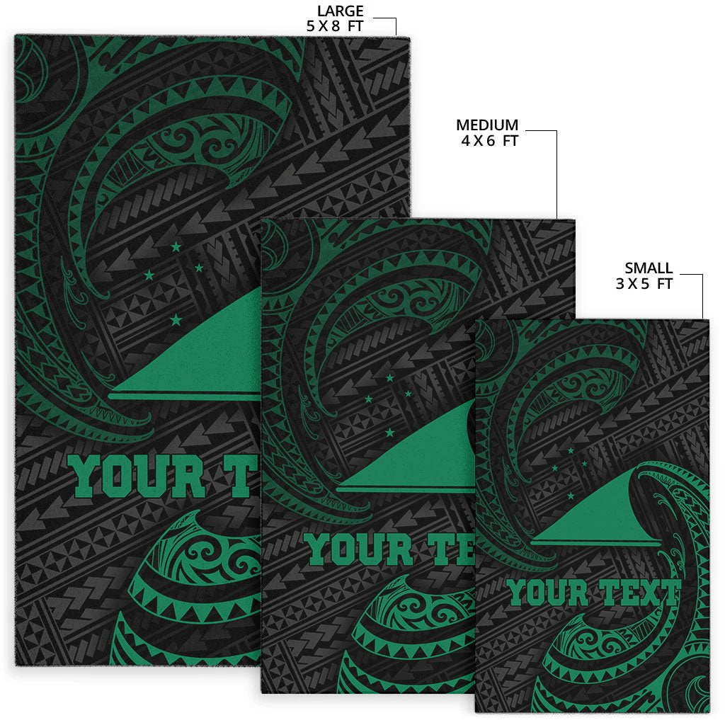 Tokelau Polynesian Custom Personalised Area Rug - Green Tribal Wave