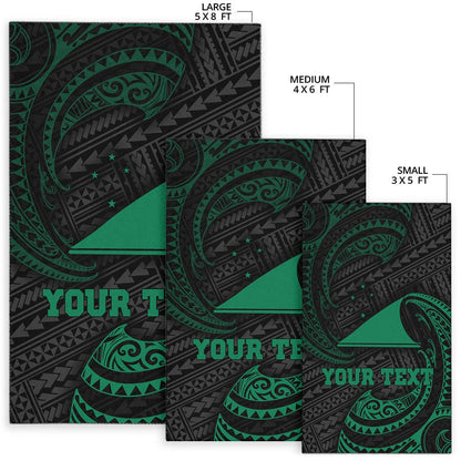 Tokelau Polynesian Custom Personalised Area Rug - Green Tribal Wave