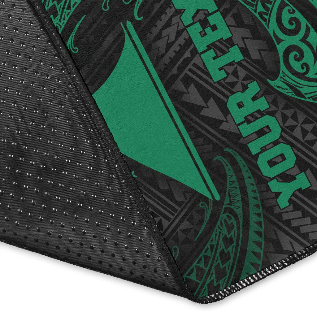 Tokelau Polynesian Custom Personalised Area Rug - Green Tribal Wave