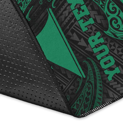 Tokelau Polynesian Custom Personalised Area Rug - Green Tribal Wave