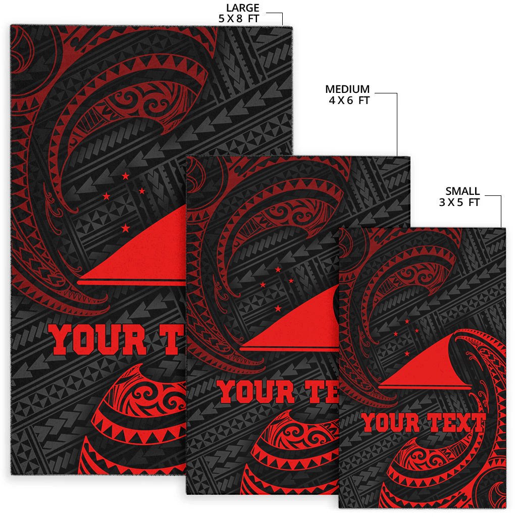 Tokelau Polynesian Custom Personalised Area Rug - Red Tribal Wave