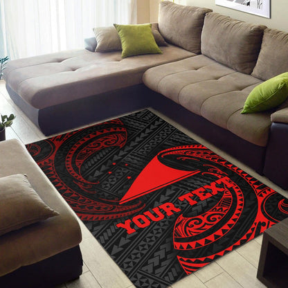 Tokelau Polynesian Custom Personalised Area Rug - Red Tribal Wave