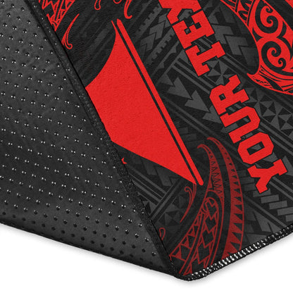 Tokelau Polynesian Custom Personalised Area Rug - Red Tribal Wave