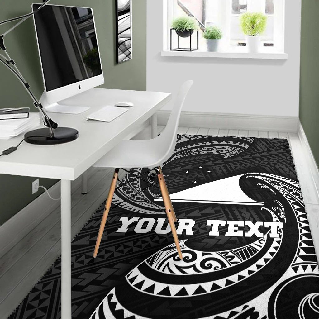 Tokelau Polynesian Custom Personalised Area Rug - White Tribal Wave