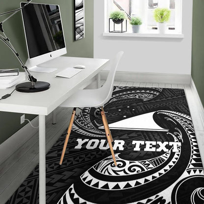 Tokelau Polynesian Custom Personalised Area Rug - White Tribal Wave