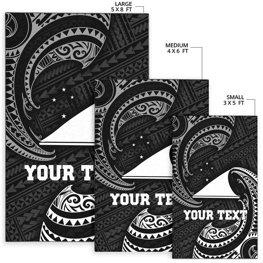 Tokelau Polynesian Custom Personalised Area Rug - White Tribal Wave