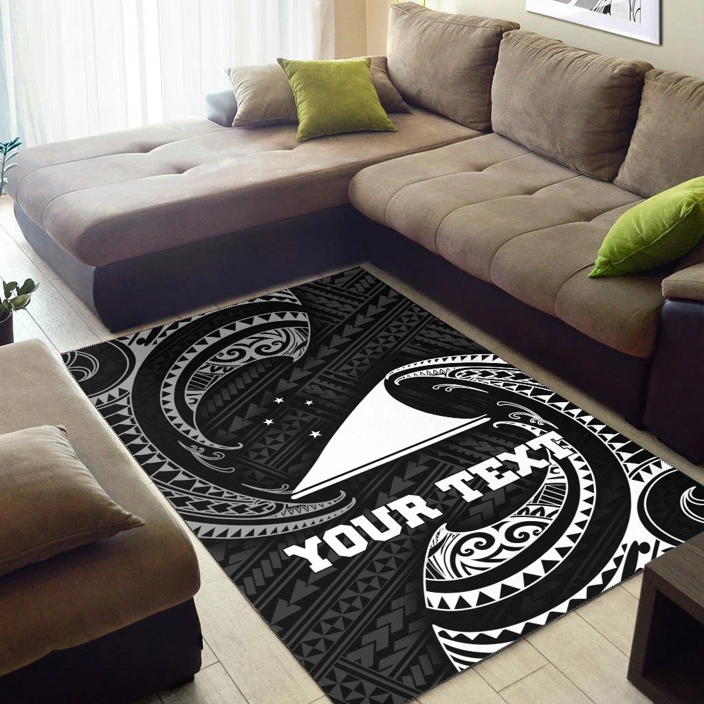 Tokelau Polynesian Custom Personalised Area Rug - White Tribal Wave
