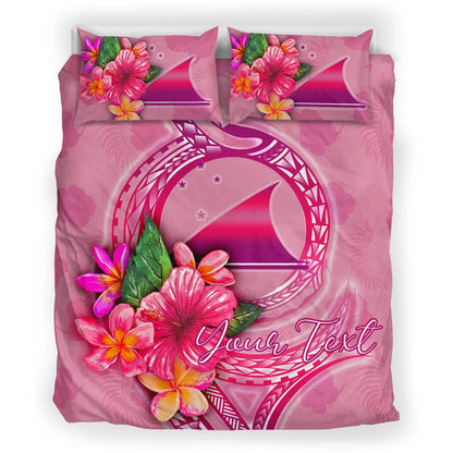 Tokelau Polynesian Custom Personalised Bedding Set - Floral With Seal Pink