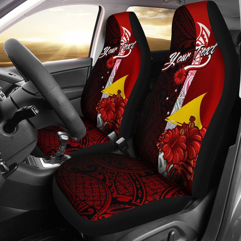 Tokelau Polynesian Custom Personalised Car Seat Covers - Coat Of Arm With Hibiscus