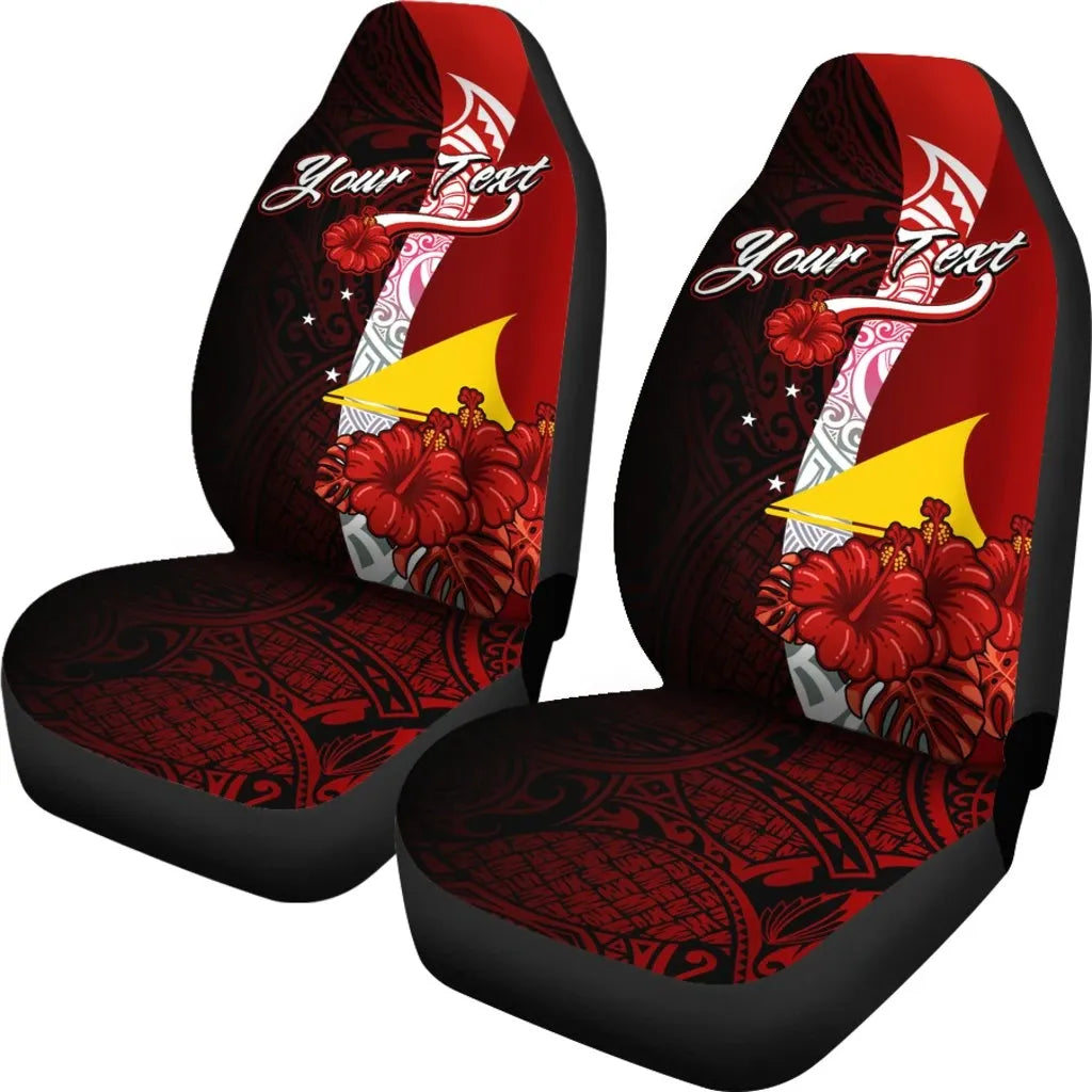 Tokelau Polynesian Custom Personalised Car Seat Covers - Coat Of Arm With Hibiscus