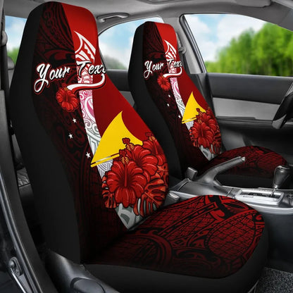 Tokelau Polynesian Custom Personalised Car Seat Covers - Coat Of Arm With Hibiscus