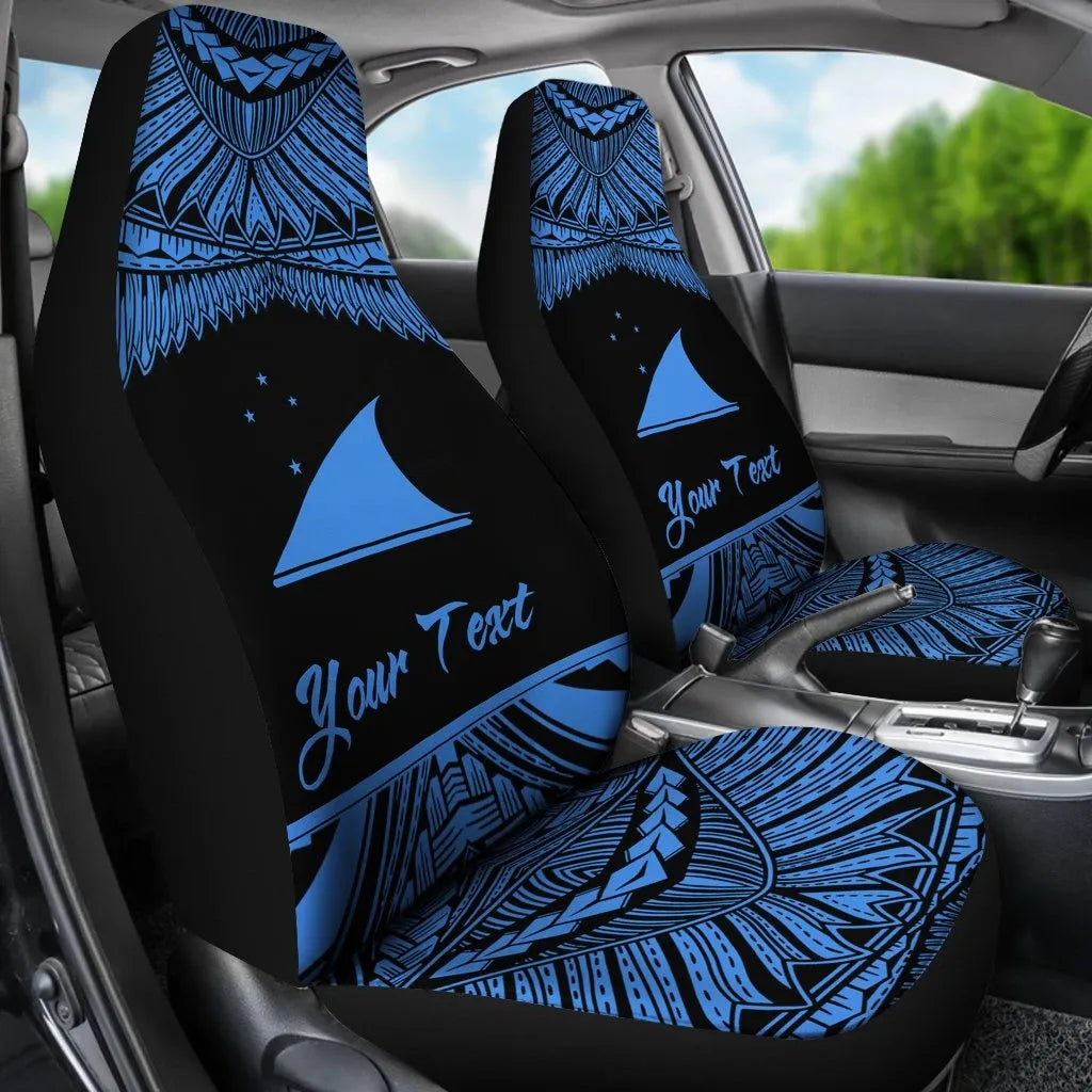 Tokelau Polynesian Custom Personalised Car Seat Covers - Pride Blue Version