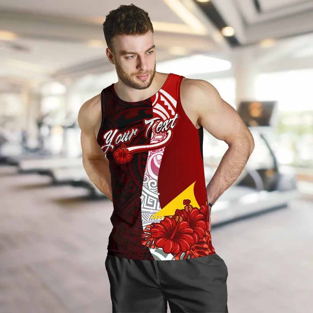Tokelau Polynesian Custom Personalised Men Tank Top - Coat Of Arm With Hibiscus