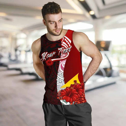 Tokelau Polynesian Custom Personalised Men Tank Top - Coat Of Arm With Hibiscus