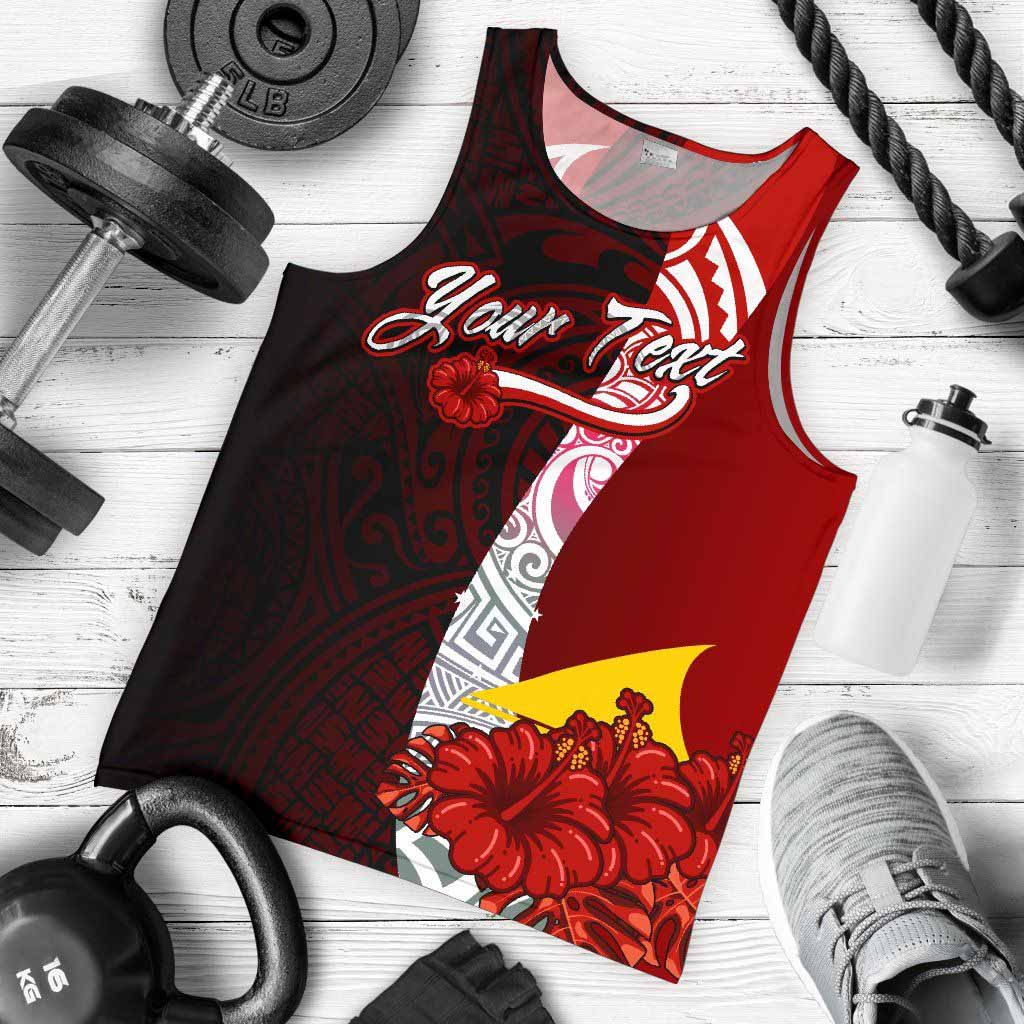 Tokelau Polynesian Custom Personalised Men Tank Top - Coat Of Arm With Hibiscus