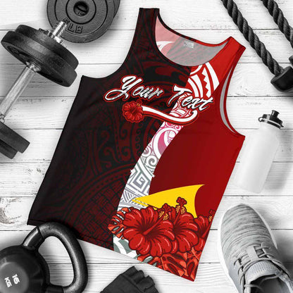 Tokelau Polynesian Custom Personalised Men Tank Top - Coat Of Arm With Hibiscus