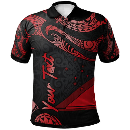 Tokelau Polynesian Custom Personalised Polo Shirt - Poly Tattoo Red Version