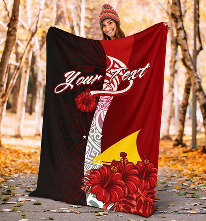 Tokelau Polynesian Custom Personalised Premium Blanket - Coat Of Arm With Hibiscus