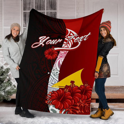 Tokelau Polynesian Custom Personalised Premium Blanket - Coat Of Arm With Hibiscus