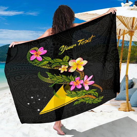 Tokelau Polynesian Custom Personalised Sarong - Plumeria Tribal