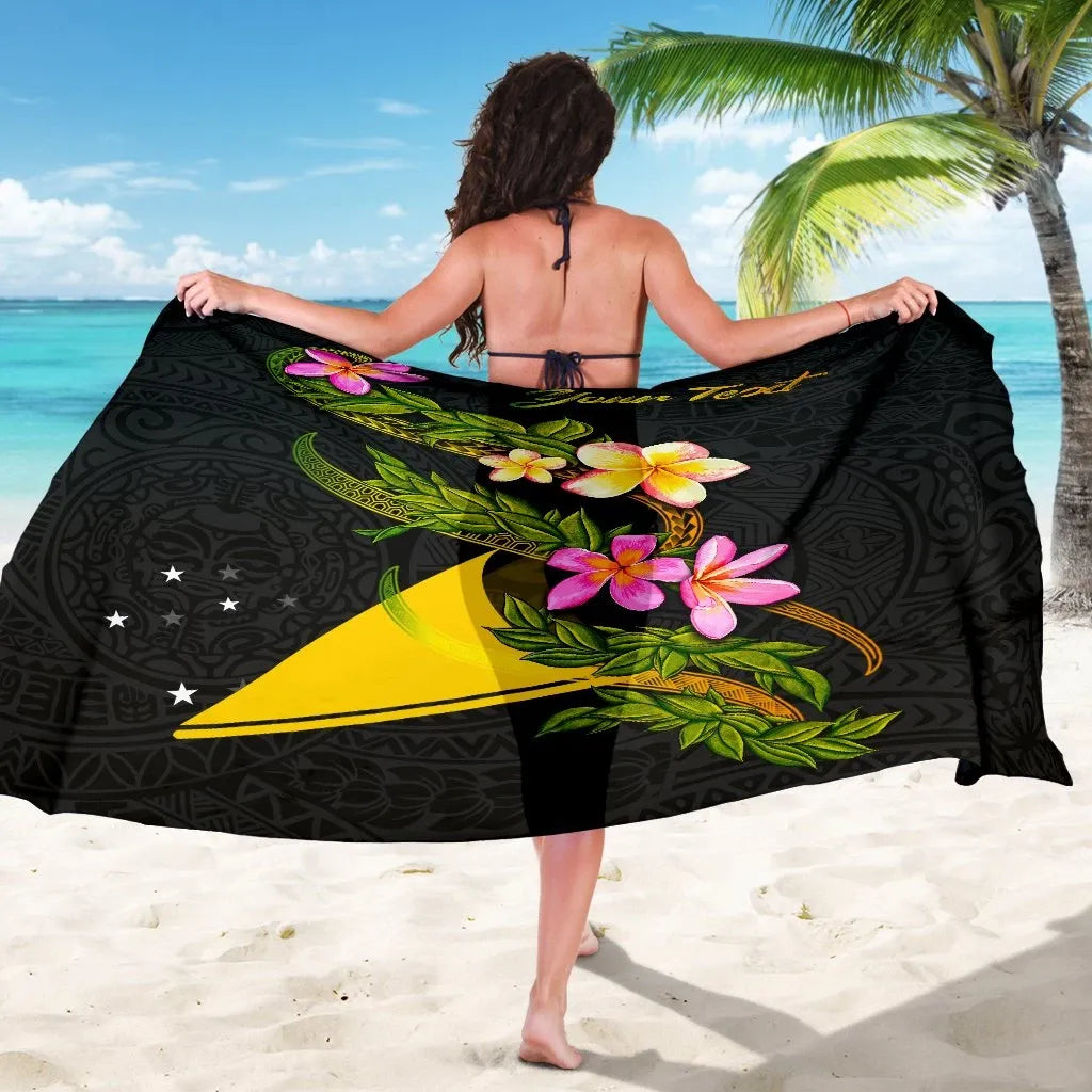 Tokelau Polynesian Custom Personalised Sarong - Plumeria Tribal