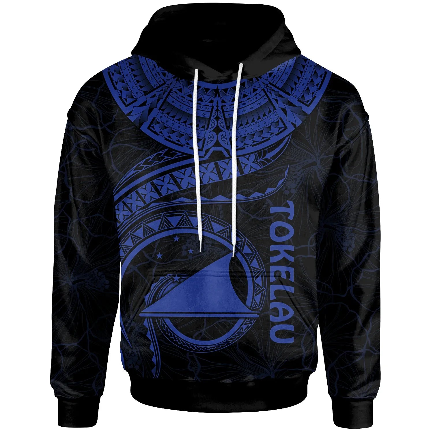 Tokelau Polynesian Hoodie - Tokelau Waves (Blue)