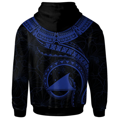 Tokelau Polynesian Hoodie - Tokelau Waves (Blue)