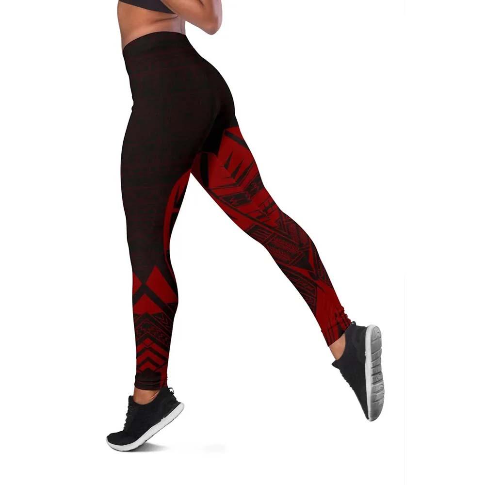 Tokelau Polynesian Legging - Polynesian Tattoo Red Version
