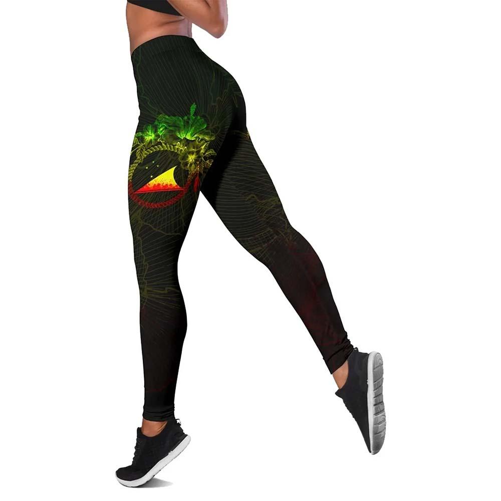 Tokelau Polynesian Legging - Reggae Turtle Hibiscus Flower Frame Vintage