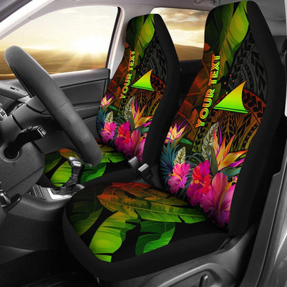 Tokelau Polynesian Personalised Car Seat Covers - Hibiscus and Banana Leaves